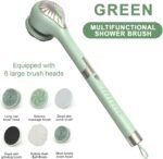 Electric Waterproof Bath Body Brush – 360° Rotating Long Handle Scrubber with 3 Brush Heads - Image 2