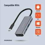 Porodo 4-in-1 USB-C Hub with 100W Power Delivery