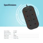 ⁦موزع منافذ الكهرباء من بورودو 8 AC – وصلة تمديد بقدرة 3000 واط مع منافذ USB-C و USB⁩ - الصورة ⁦2⁩